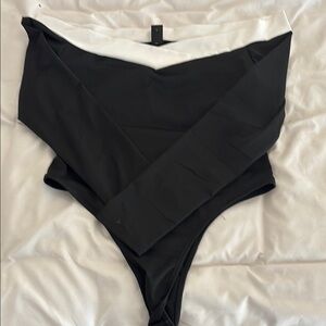 Black and White Off-Shoulder Bodysuit